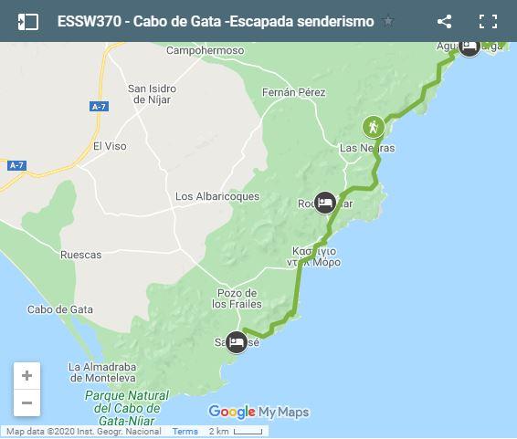 Mapa mejores rutas en Cabo de Gata