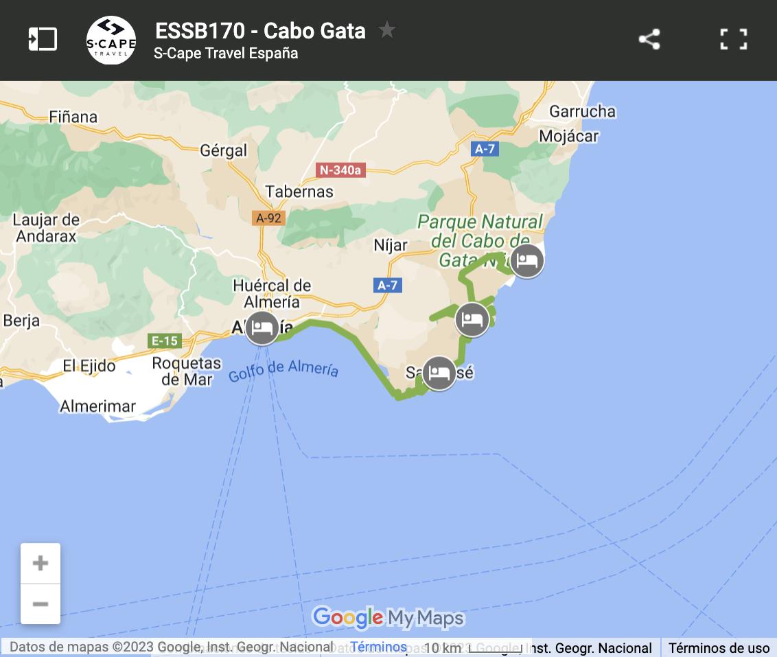Mapa Cabo Gata en bici