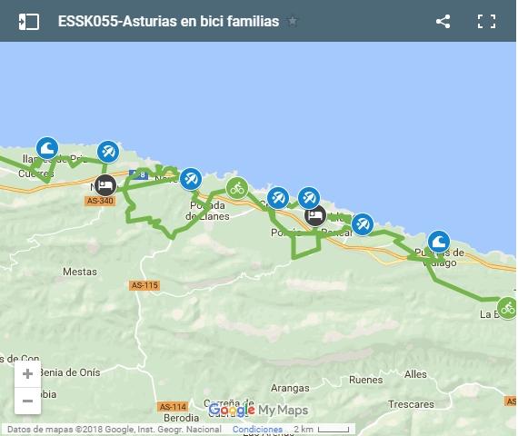 Mapa Asturias en bici con niños