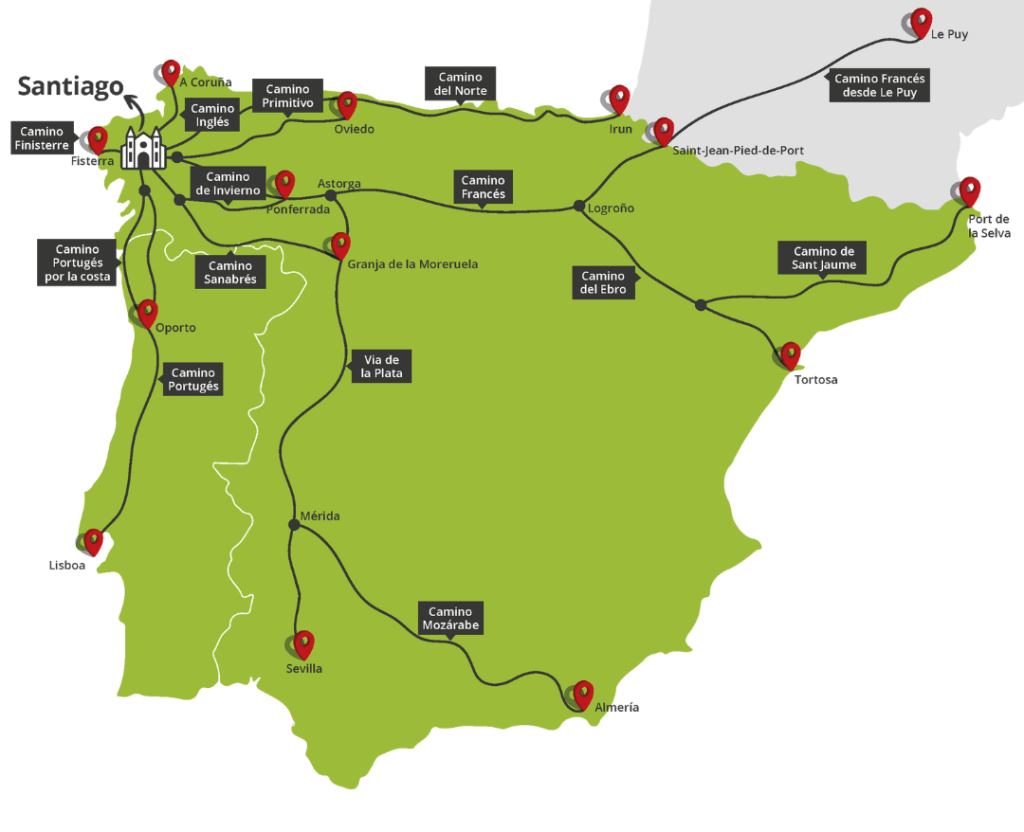 Mapa Camino de Santiago