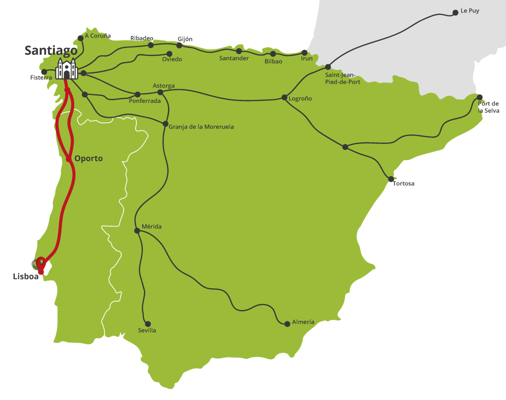 Mapa del Camino Portugues